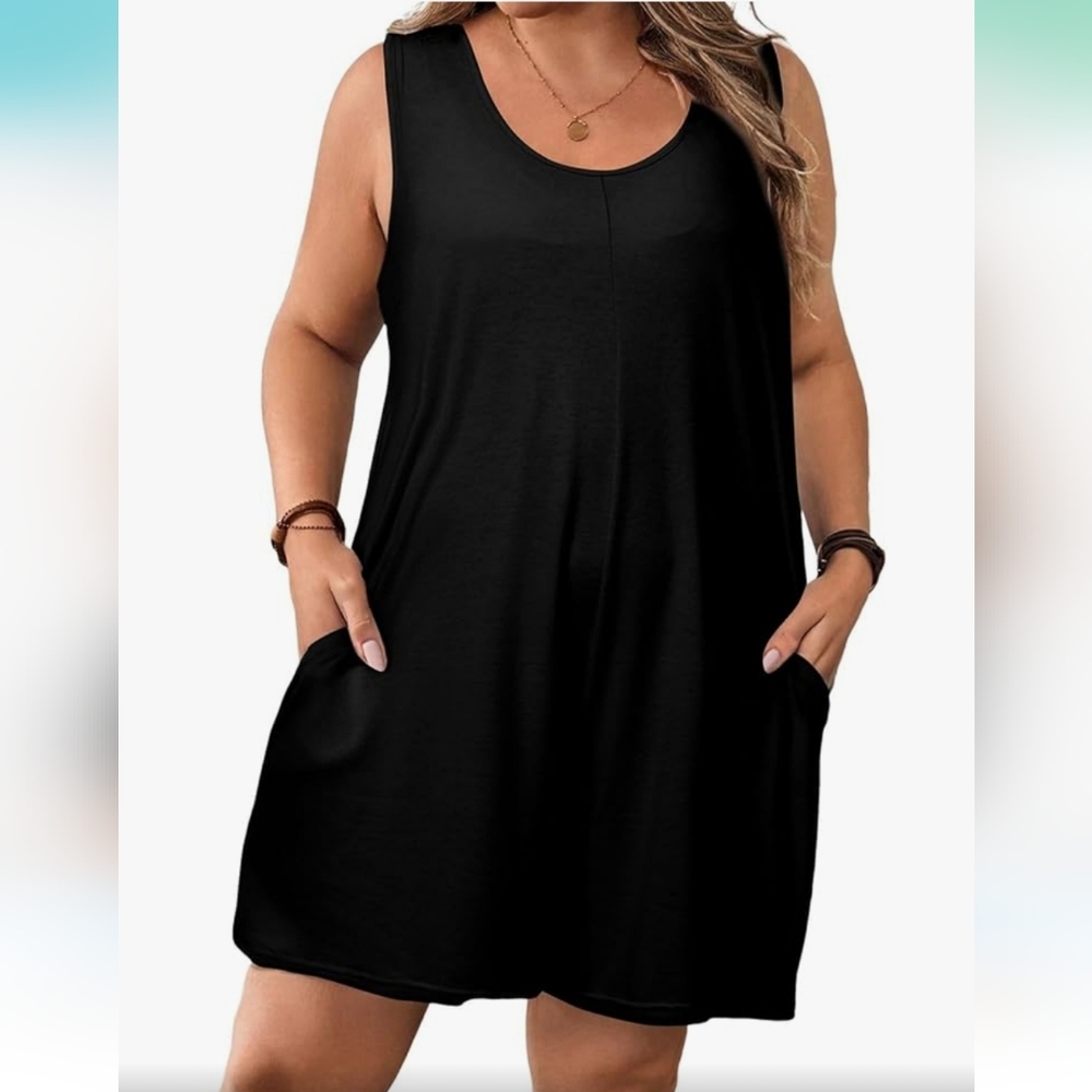 Black Sleeveless Romper with Pockets